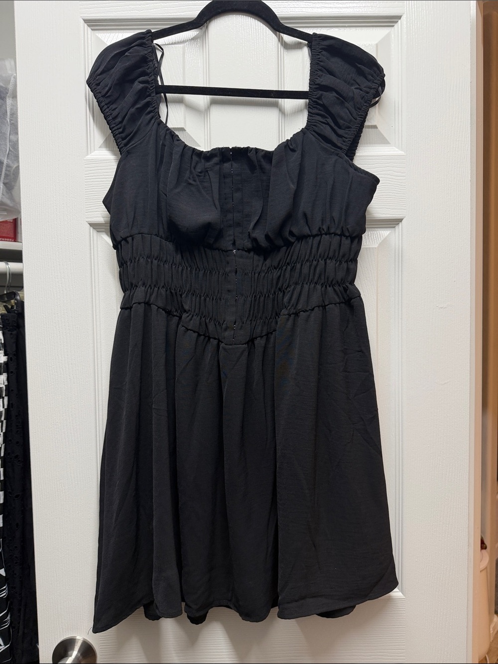 Black Smocked Waist Women’s Dress